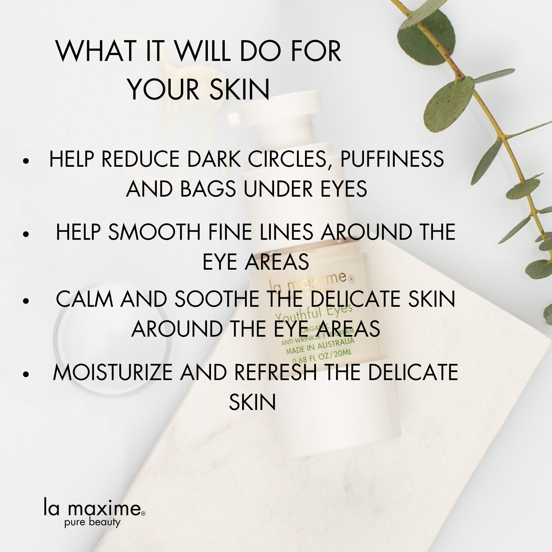 Youthful Eyes Anti-Wrinkle Organic Eye Cream : Dermatologist tested,