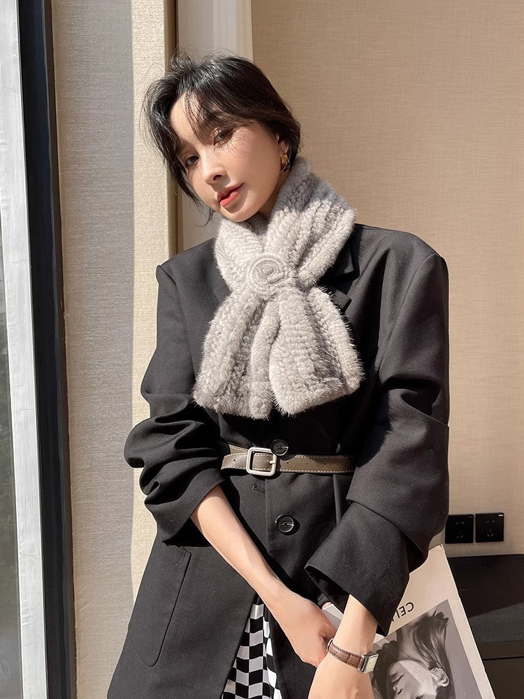 Mink fur flower fur scarf women's winter double-sided woven fur neck
