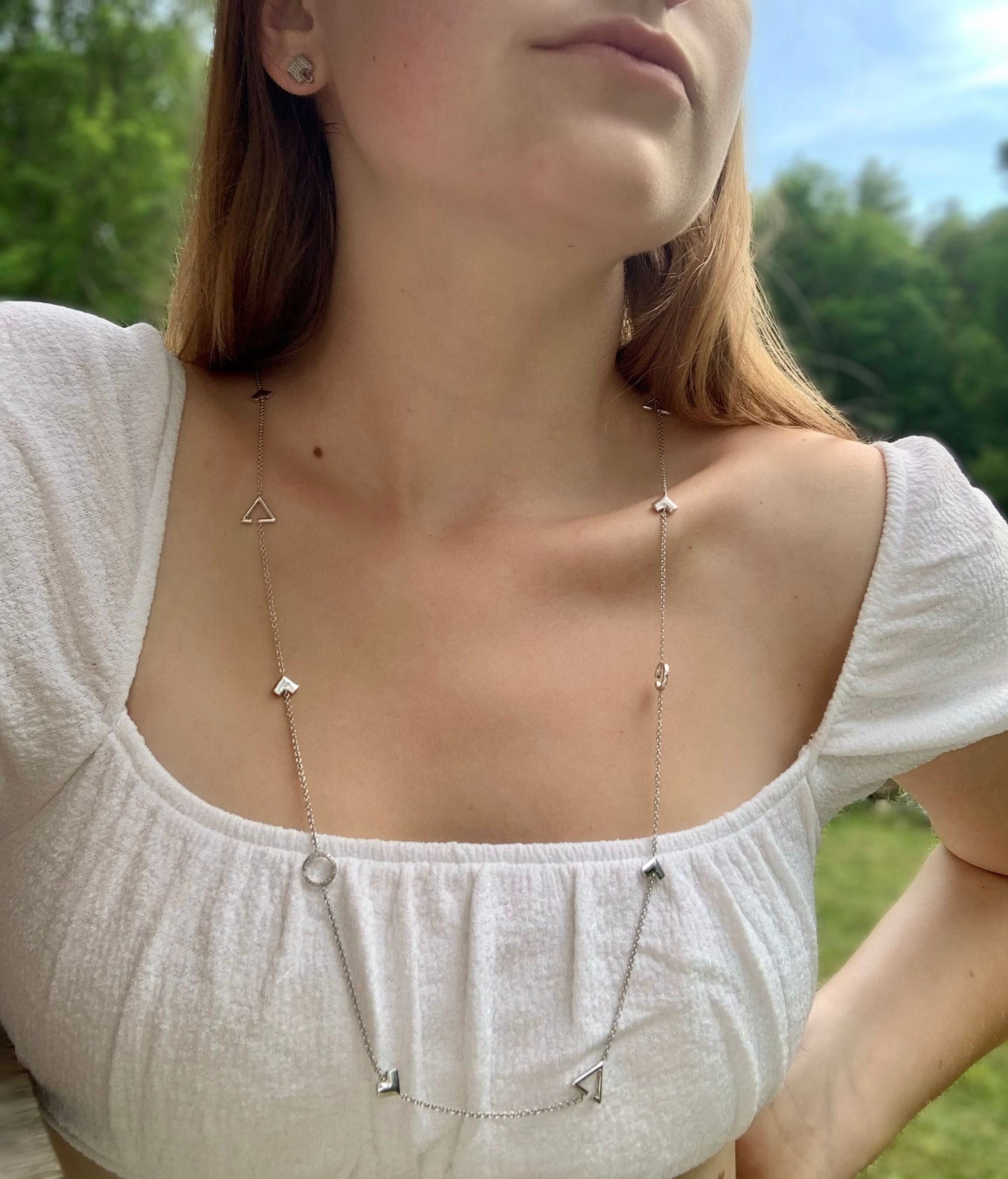 Avani Skyline Geometric Layered Diamond Necklace in Sterling Silver