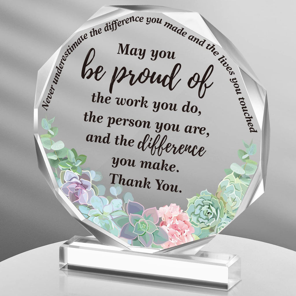 Octagonal Acrylic With Base Thank You Ornaments