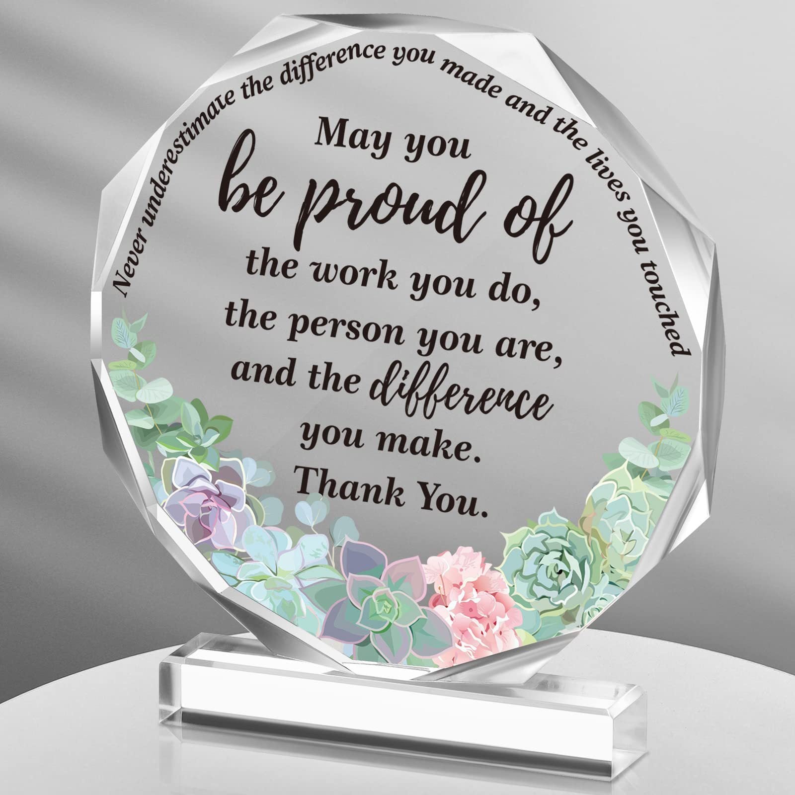 Octagonal Acrylic With Base Thank You Ornaments