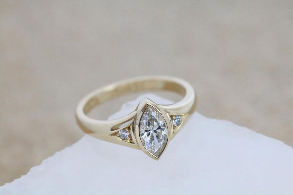 Gold Plated Silver White Zircon Marquise Ring