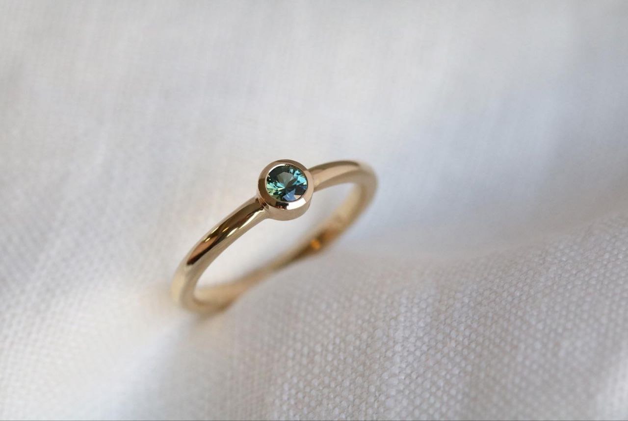 Gold Plated Silver Green Peridot Round Ring