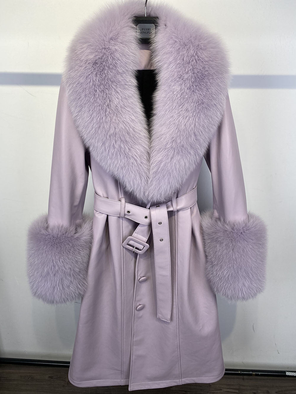 Slim-fit Leather REAL FUR Sheepskin Fox Fur Coat