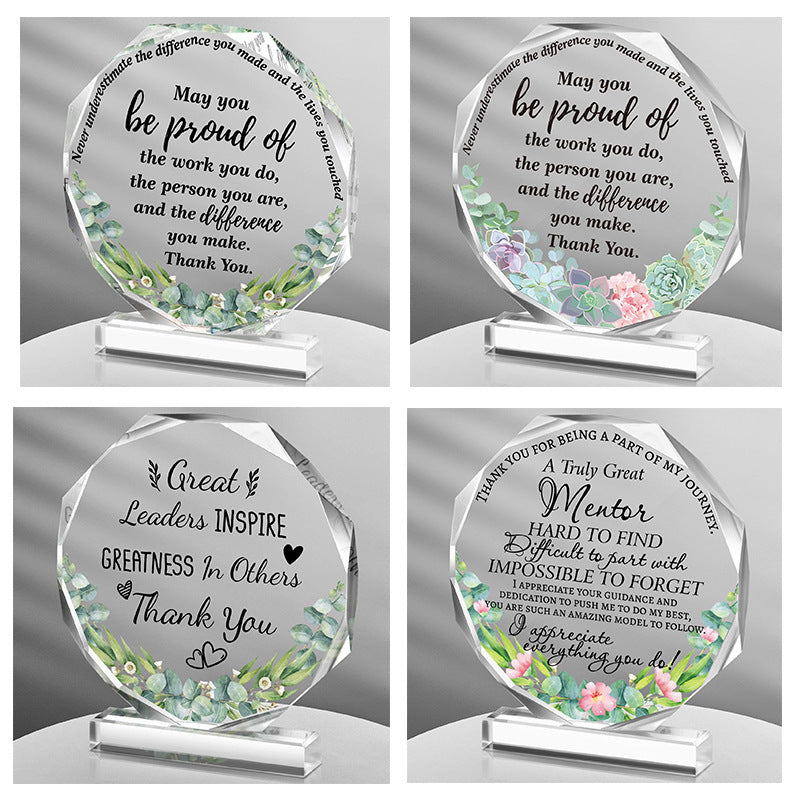 Octagonal Acrylic With Base Thank You Ornaments