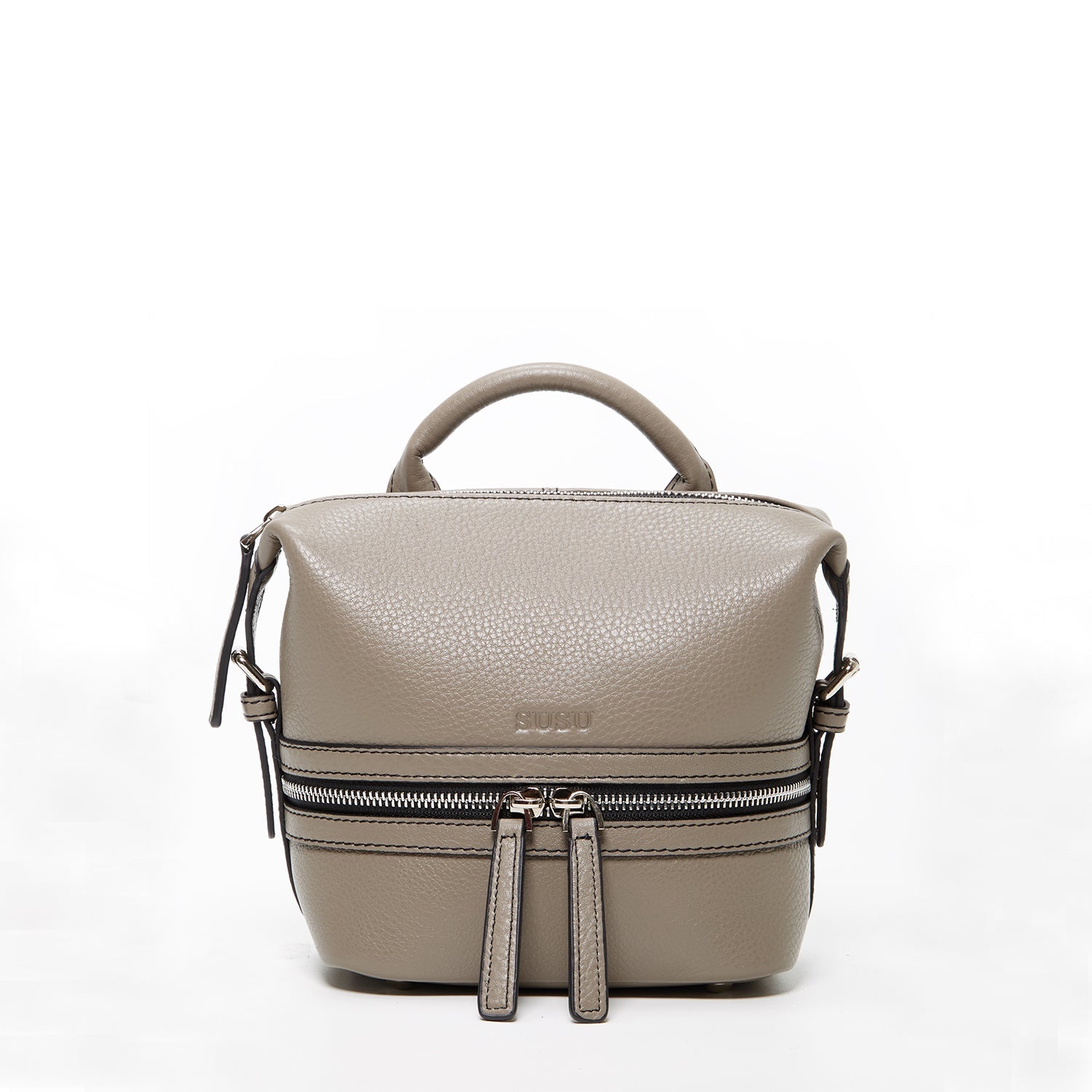 SUSU Gray Leather Backpack Purse for Women Convertible Crossbody Bag