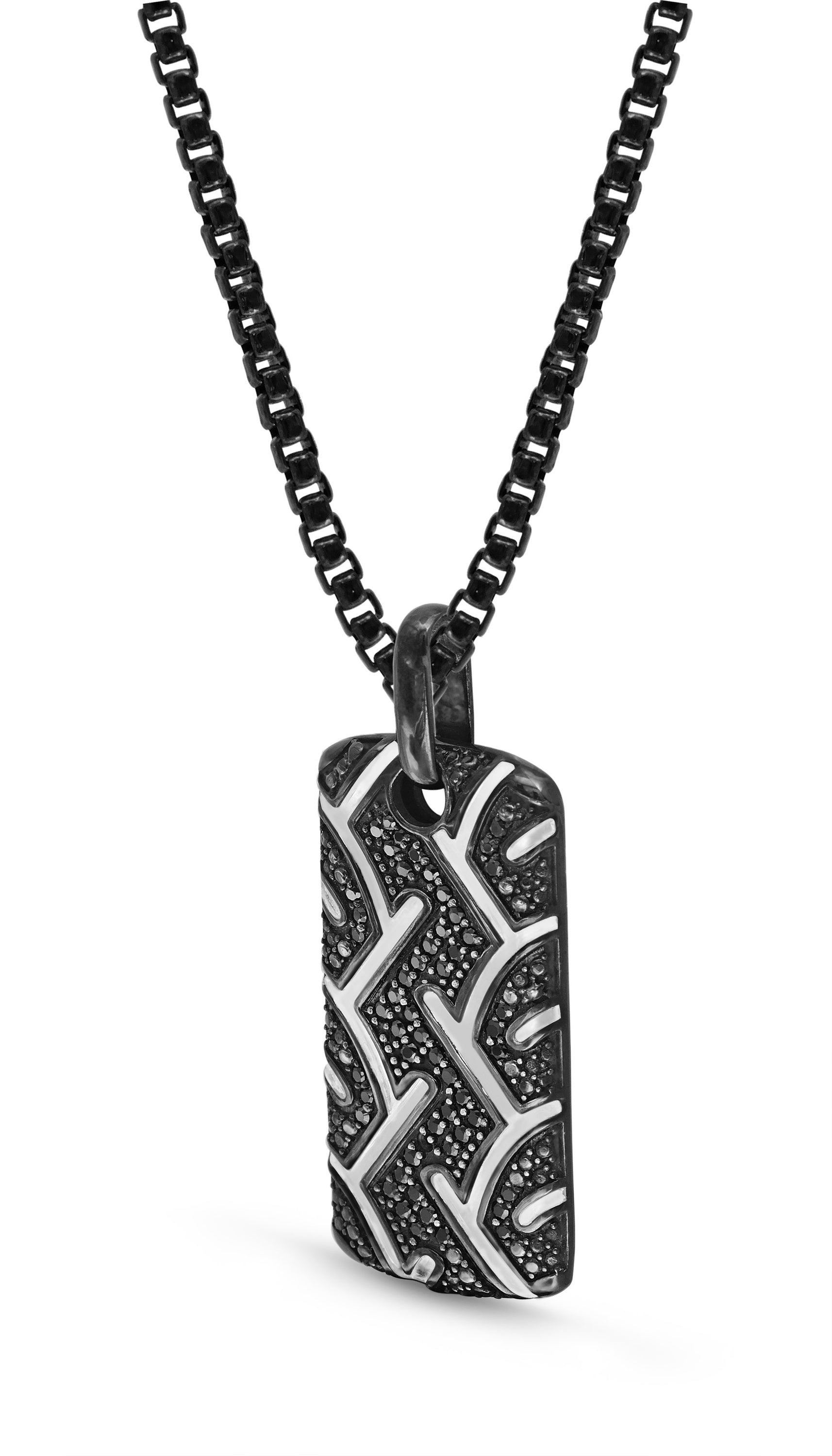American Muscle Black Rhodium Plated Sterling Silver Tire Tread Black