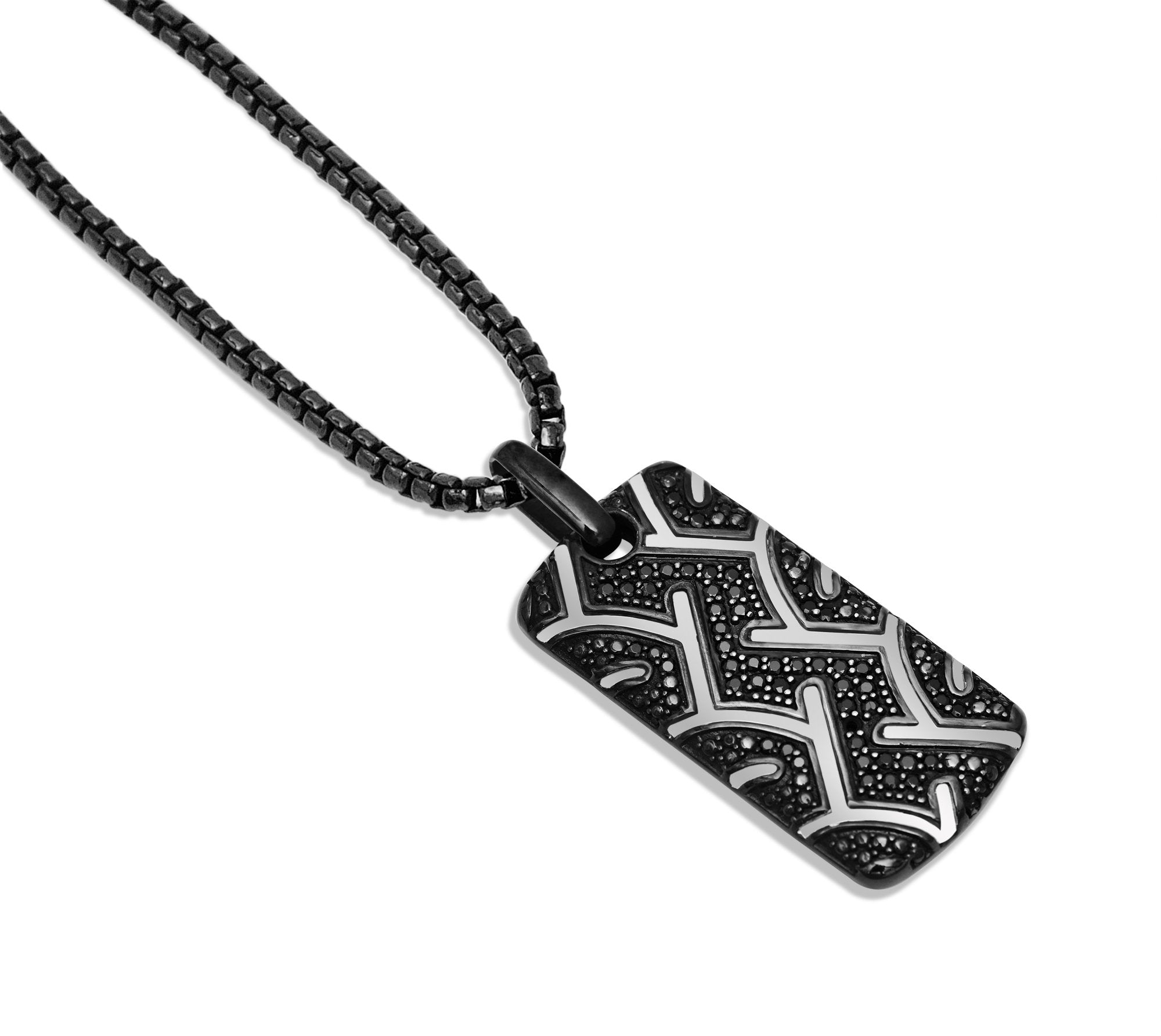 American Muscle Black Rhodium Plated Sterling Silver Tire Tread Black