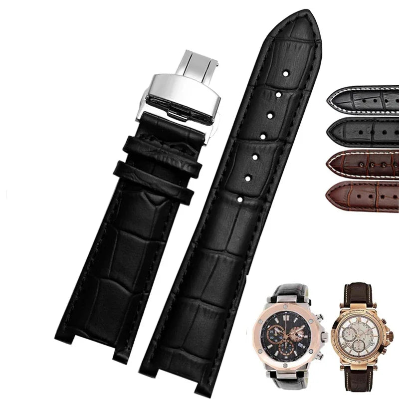 Genuine Leather Watchband For Versace Gucci GC Wristband 22*13mm