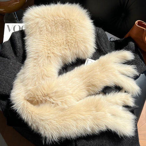 Fox Fur Hat Scarf Snow Hat Women Autumn Winter Warm High-end