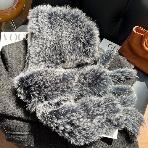 Fox Fur Hat Scarf Snow Hat Women Autumn Winter Warm High-end