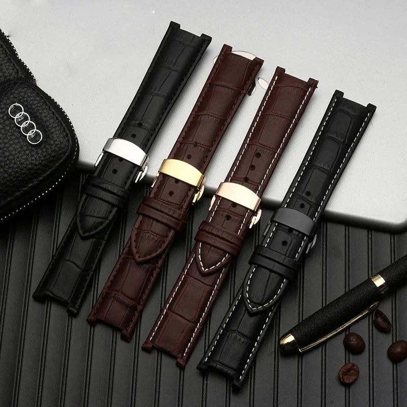 Genuine Leather Watchband For Versace Gucci GC Wristband 22*13mm