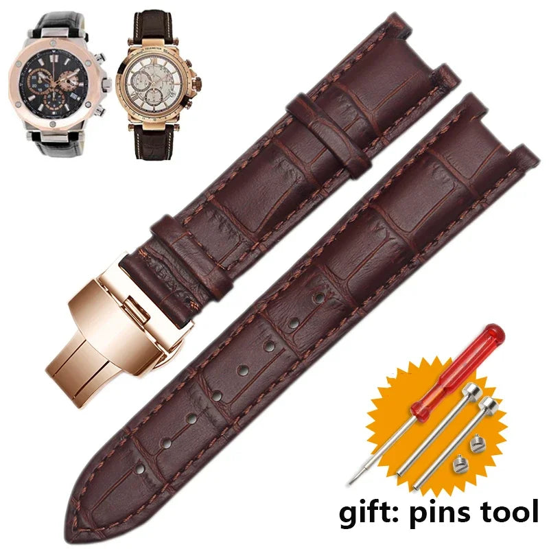 Genuine Leather Watchband For Versace Gucci GC Wristband 22*13mm