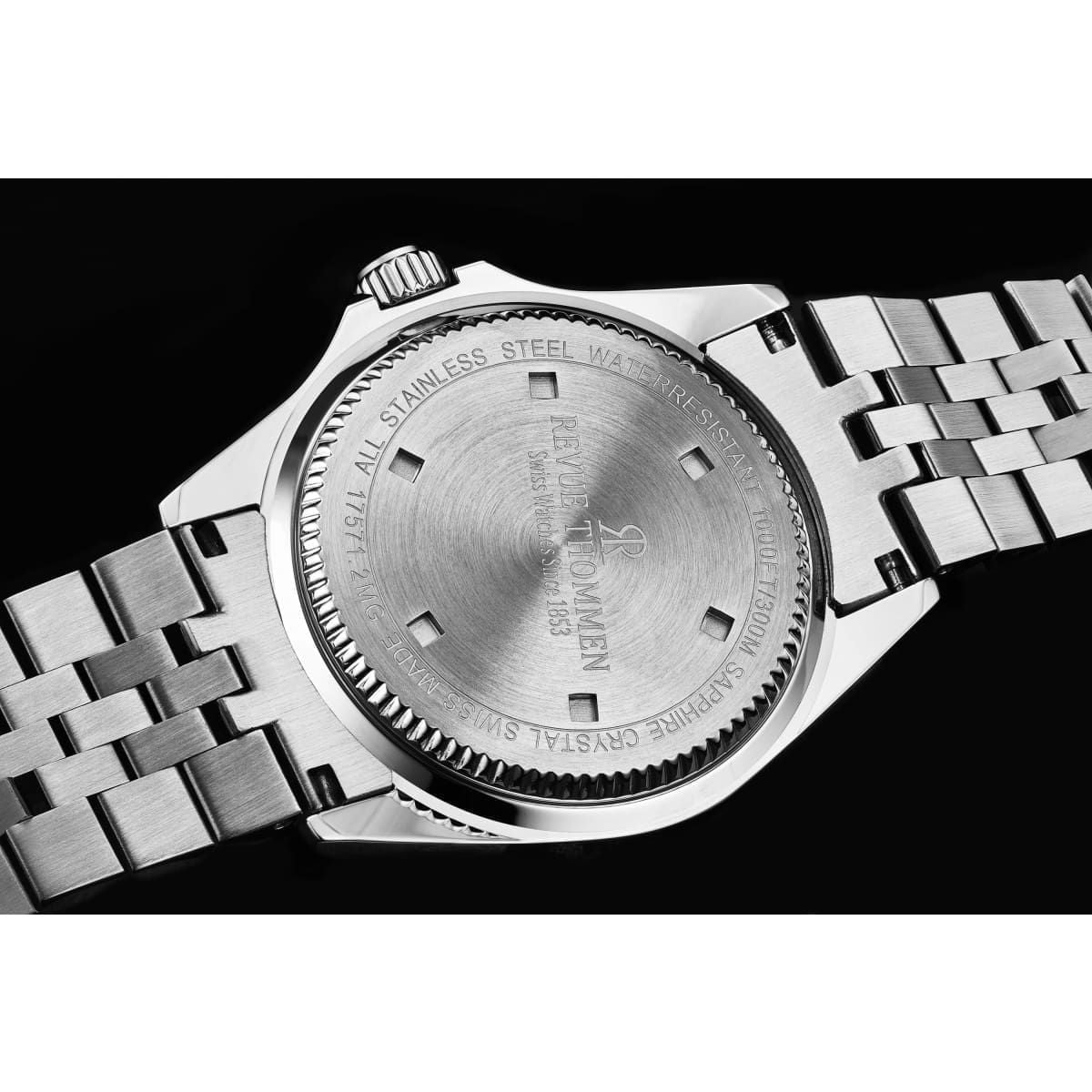 Revue Thommen Men's 'Diver' Blue Dial Stainless Steel Bracelet