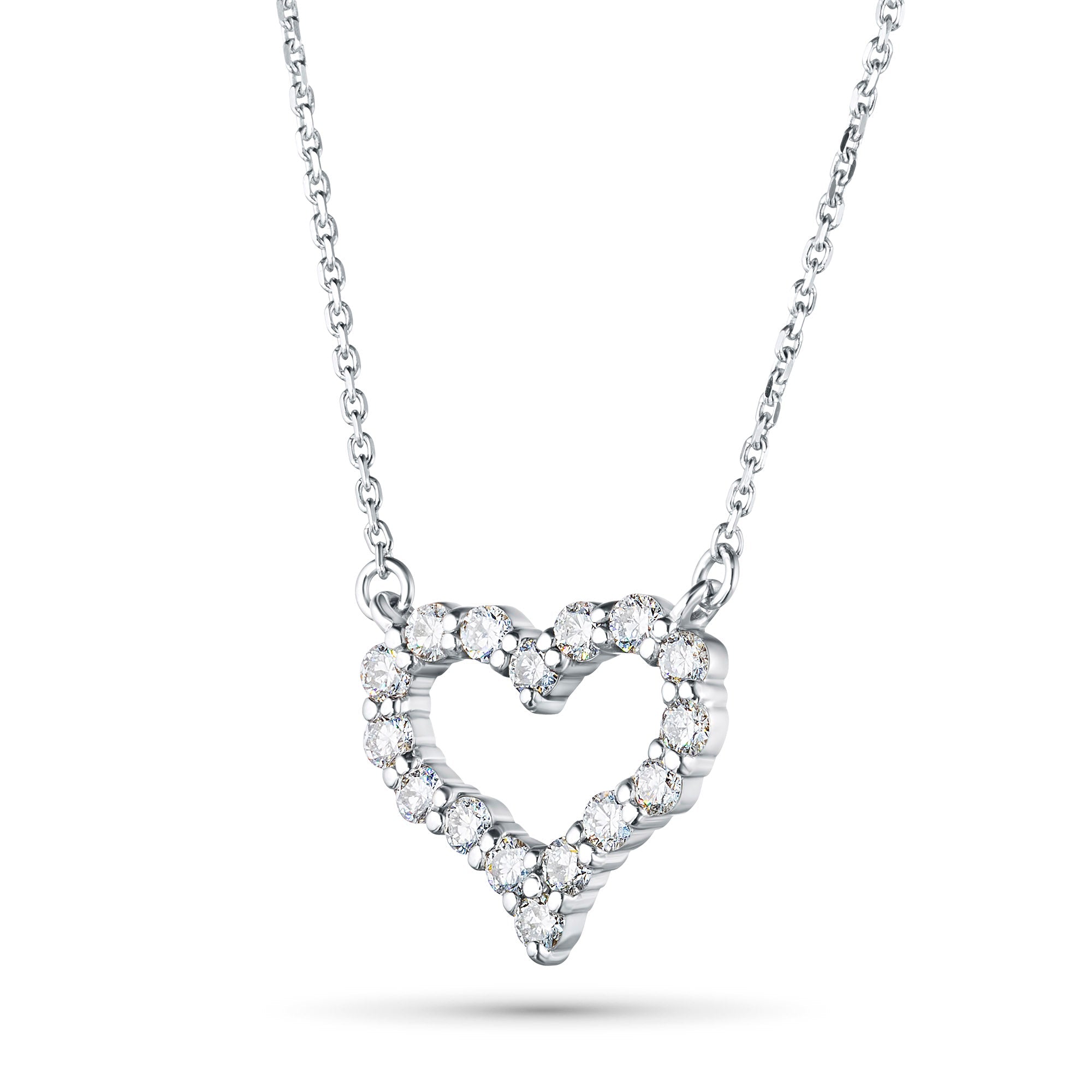 Sterling Silver Necklace with 16 Round-Cut Lab-Created Diamonds 0.623