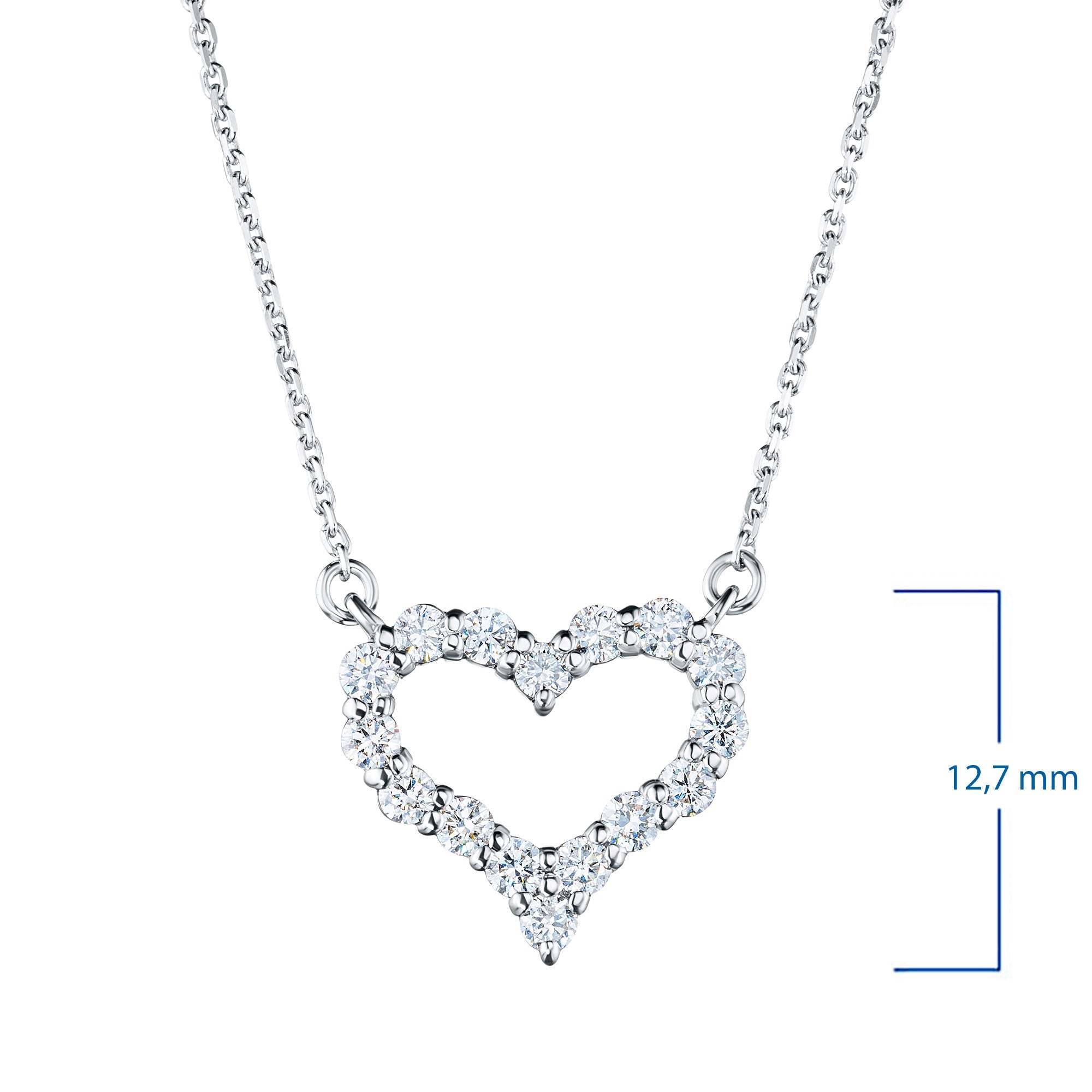 Sterling Silver Necklace with 16 Round-Cut Lab-Created Diamonds 0.623