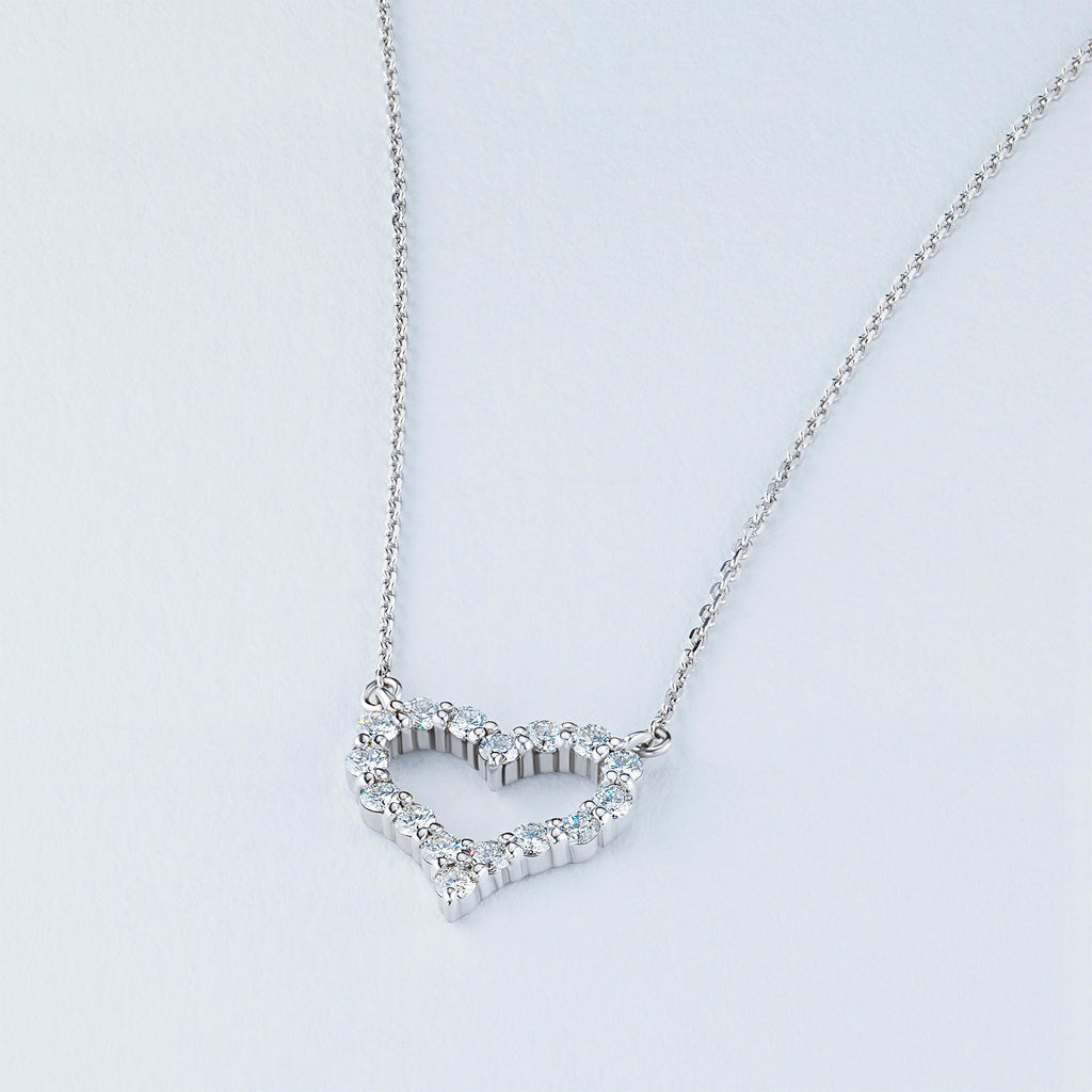 Sterling Silver Necklace with 16 Round-Cut Lab-Created Diamonds 0.623