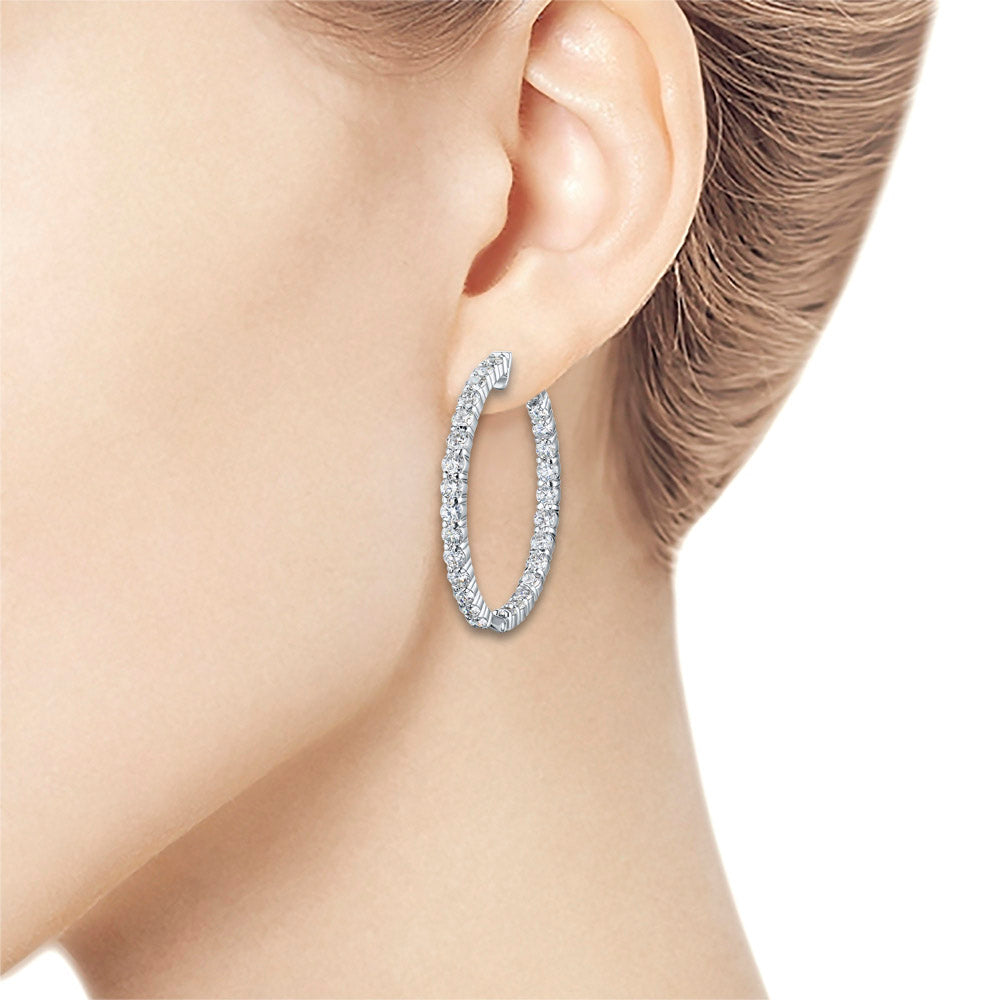 14K White Gold Earrings with 54 Round-Cut Lab-Created Diamonds 2.908