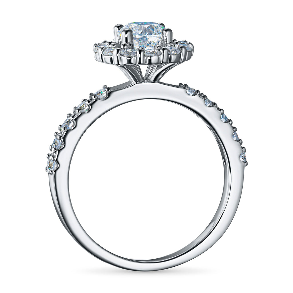 White Gold Ring with 23 Round-Cut Lab-Created Diamonds 1.52 CT.TW