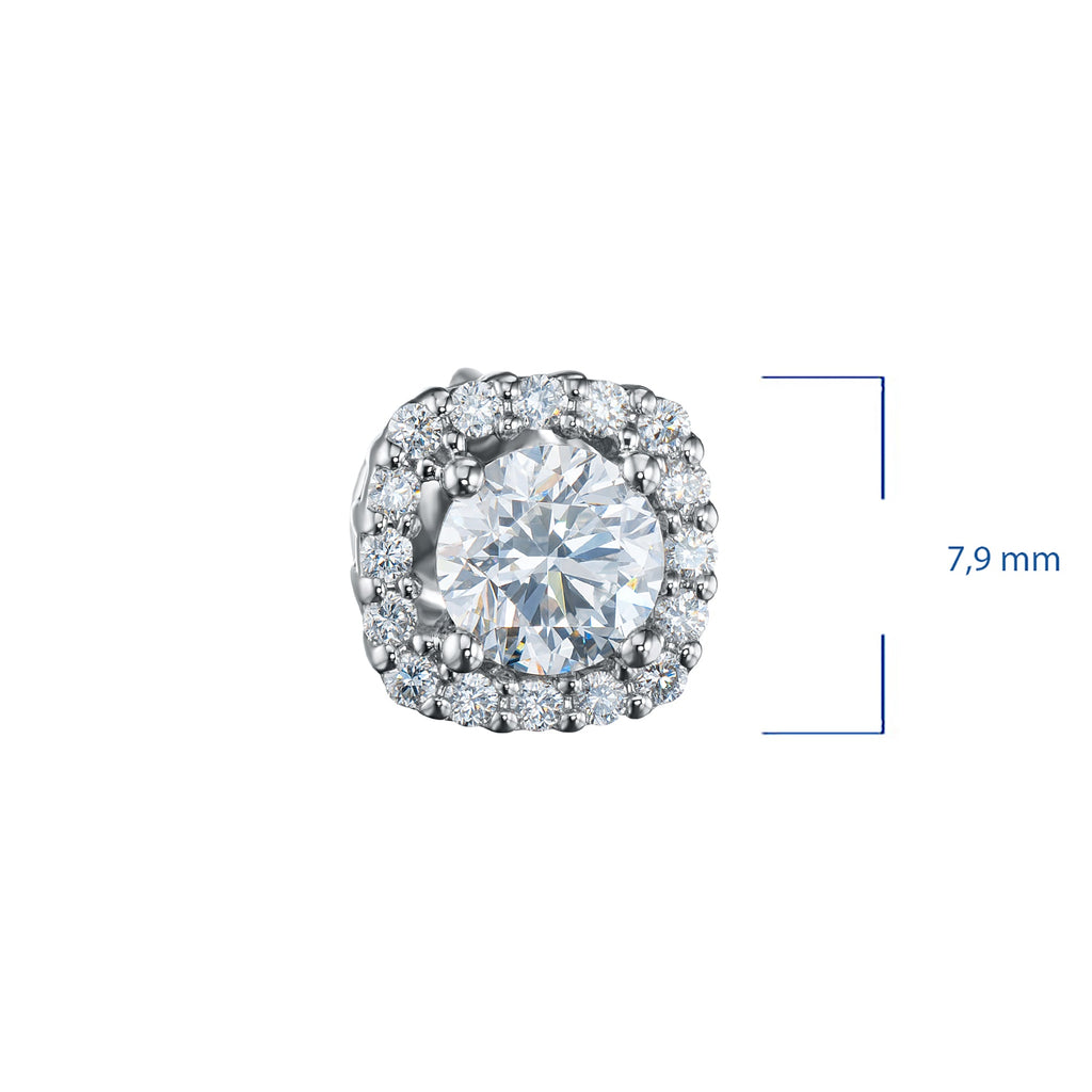 14K White Gold Earring Studs with 34 Round-Cut Lab-Created Diamonds