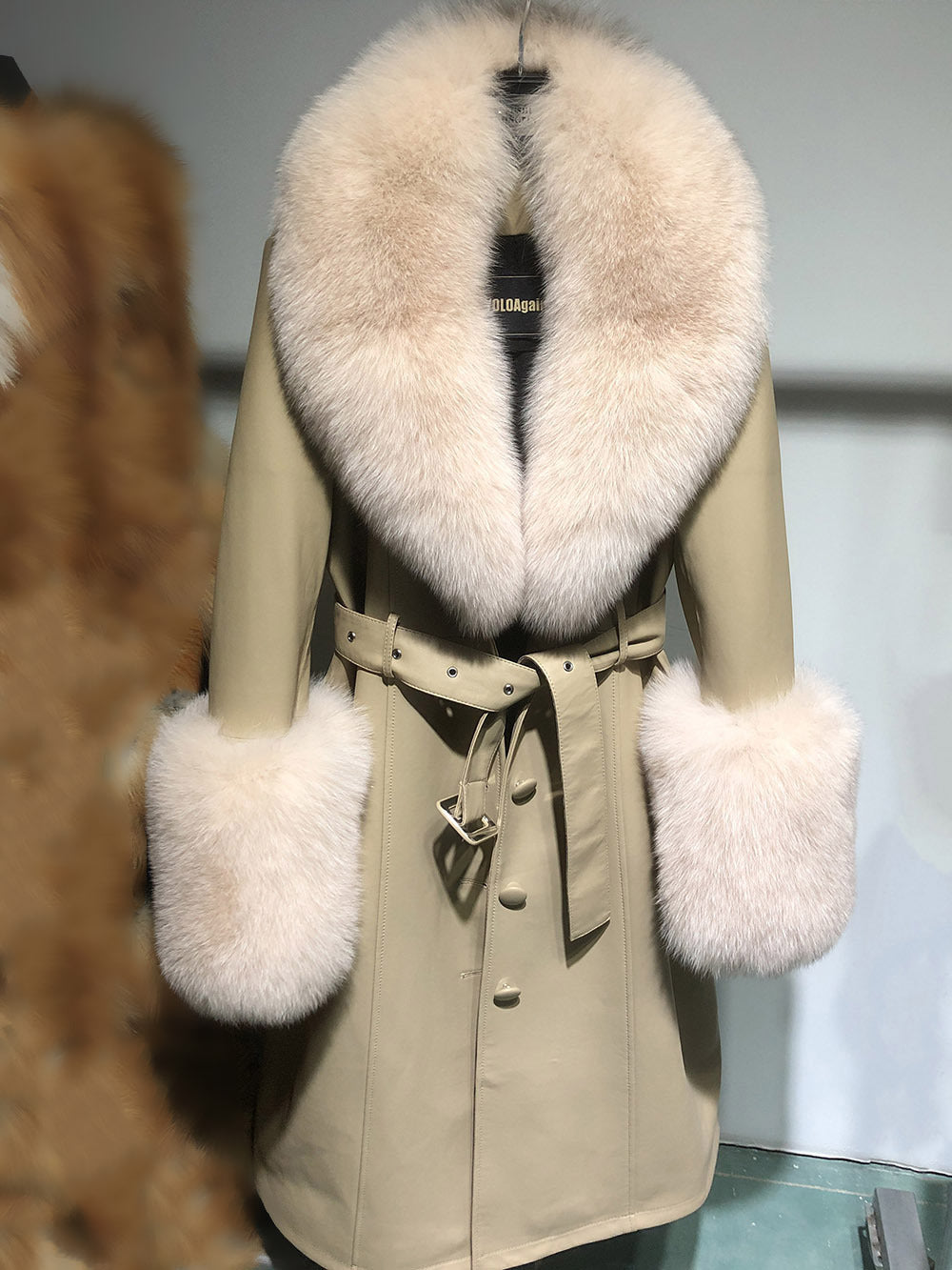 Slim-fit Leather REAL FUR Sheepskin Fox Fur Coat