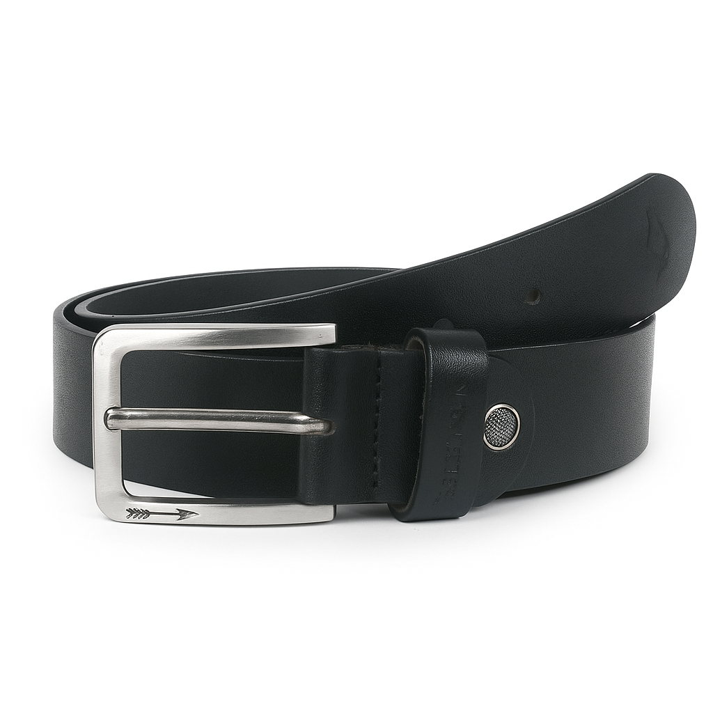 Classic Black Leather Belt for Men with Silver Buckle – Formal &