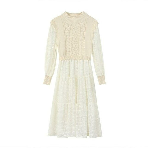 Solid Pure High Waist Casual Knit Midi Dress Women,Winter ELF Vintage