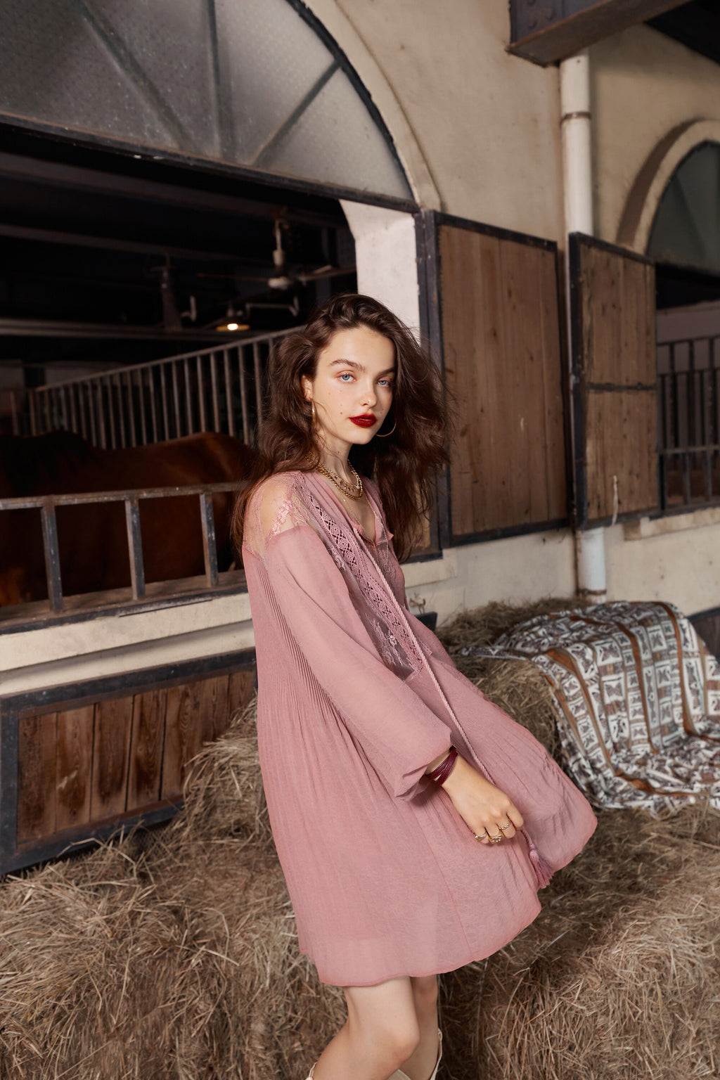 Solid Pure High Waist Casual Vintage Midi Dress Women,Autumn Stylish