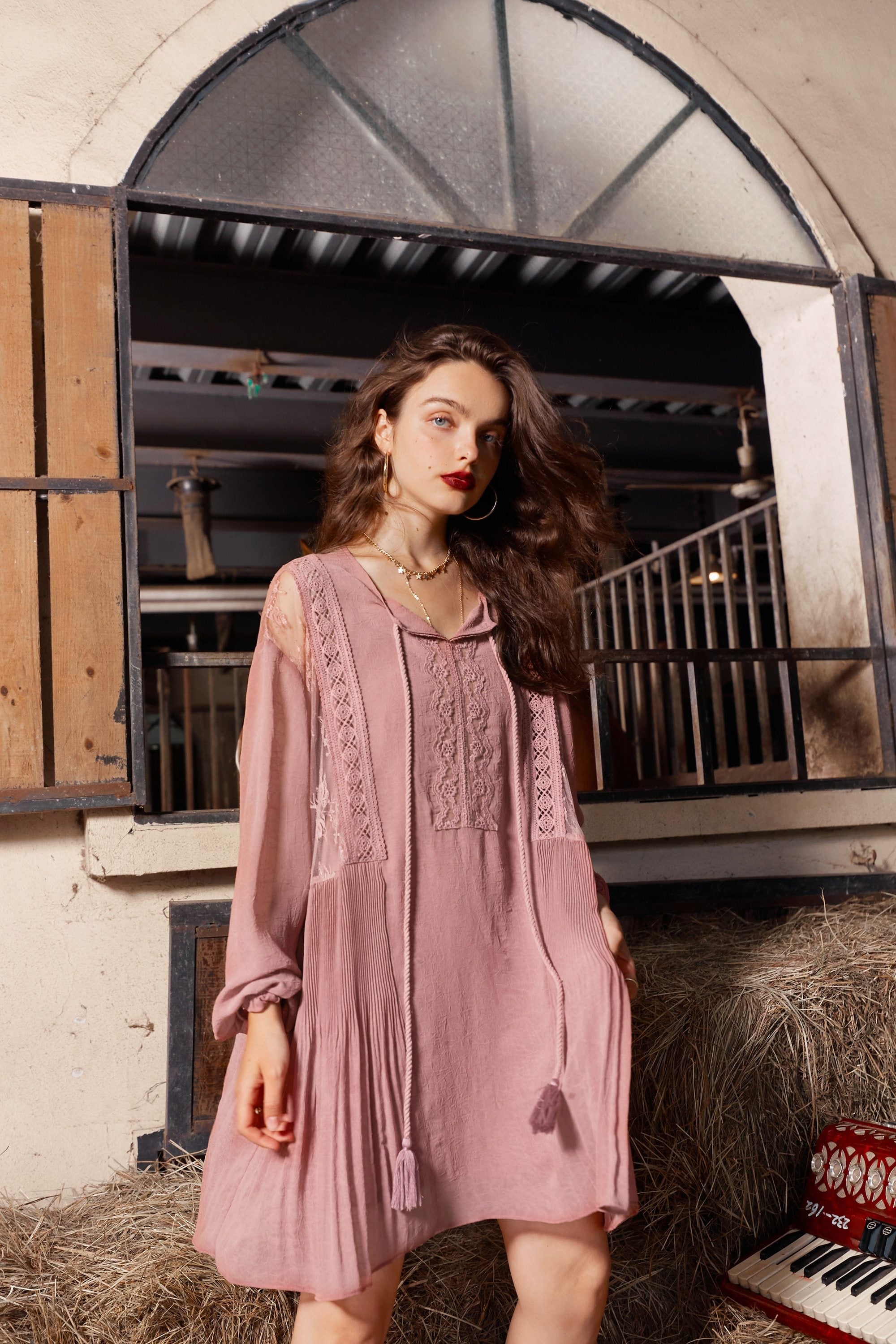 Solid Pure High Waist Casual Vintage Midi Dress Women,Autumn Stylish