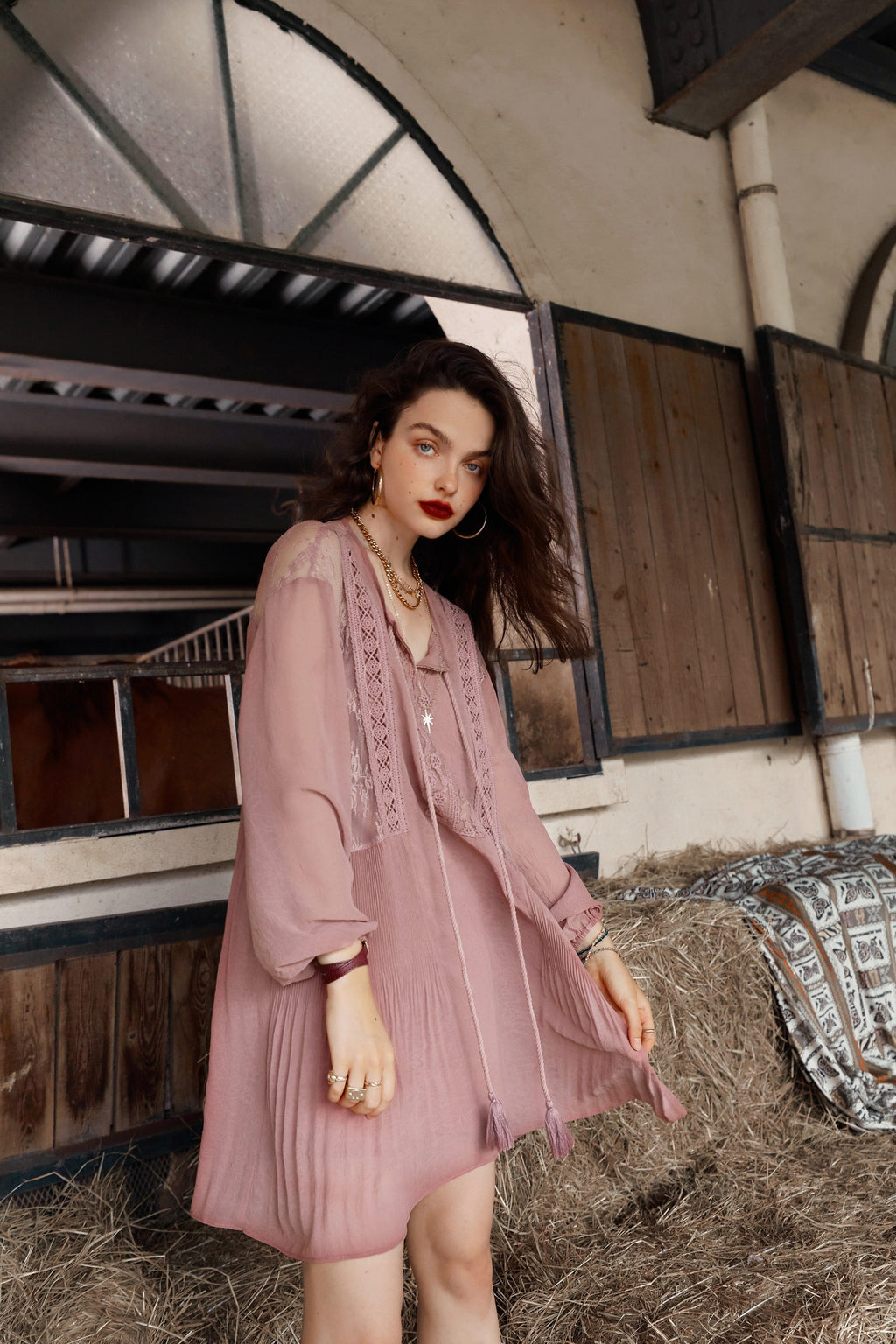 Solid Pure High Waist Casual Vintage Midi Dress Women,Autumn Stylish