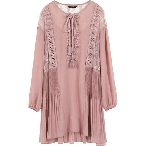 Solid Pure High Waist Casual Vintage Midi Dress Women,Autumn Stylish